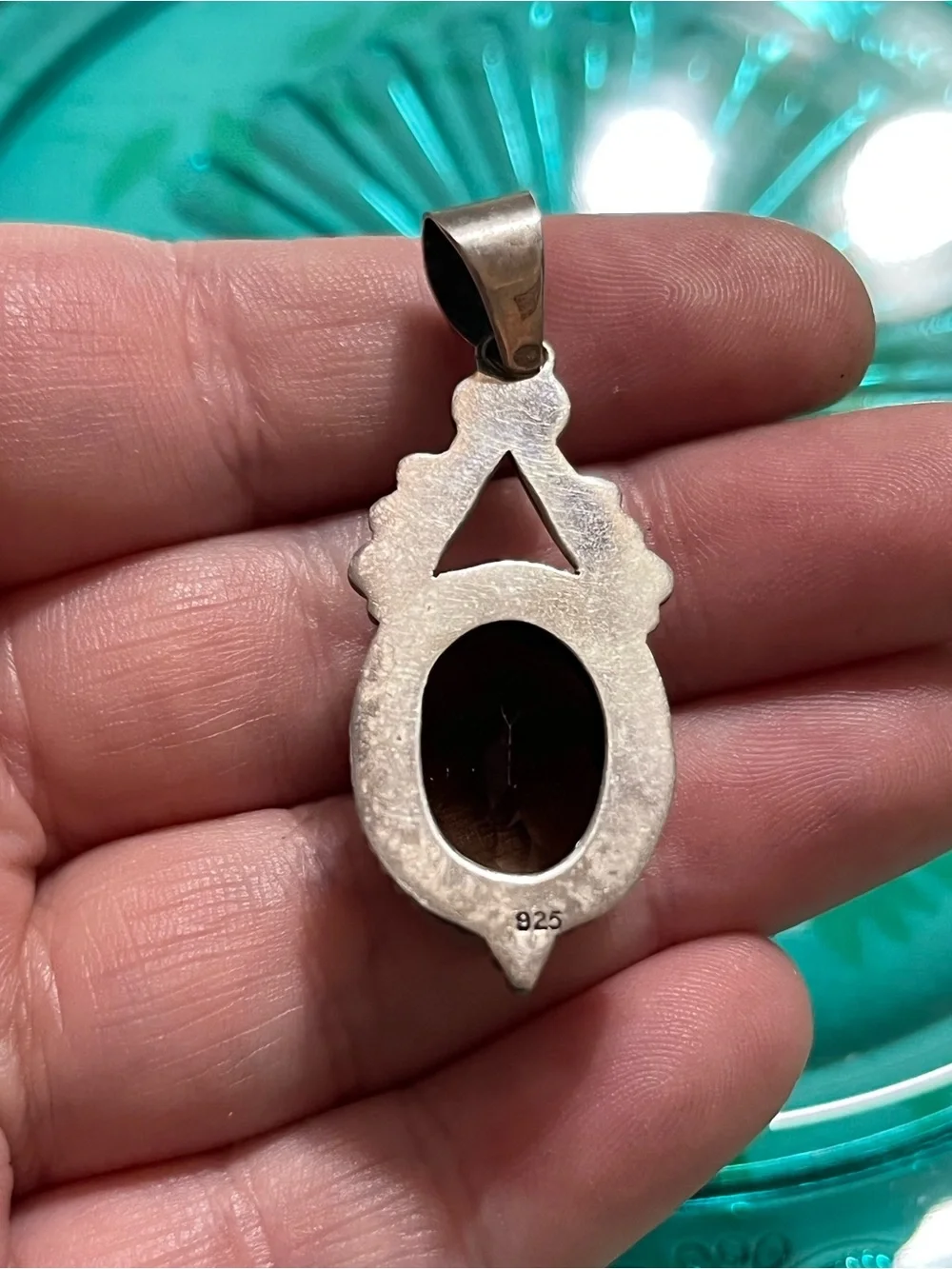 Vintage Bali Style Sterling Silver 926 Smokey Quartz Pendant